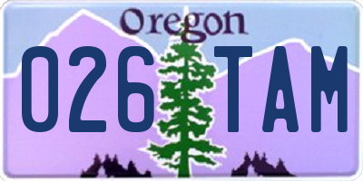 OR license plate 026TAM