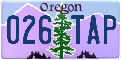 OR license plate 026TAP