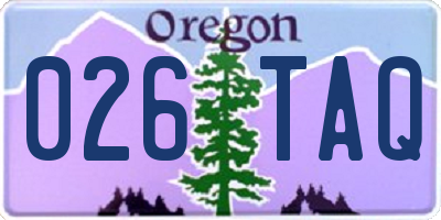 OR license plate 026TAQ