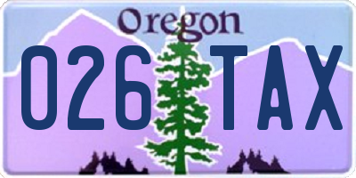 OR license plate 026TAX