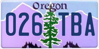 OR license plate 026TBA