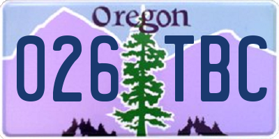 OR license plate 026TBC