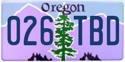 OR license plate 026TBD