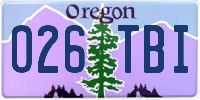OR license plate 026TBI