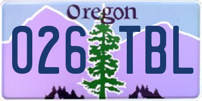 OR license plate 026TBL