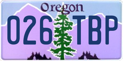 OR license plate 026TBP