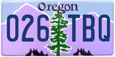 OR license plate 026TBQ