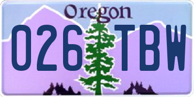 OR license plate 026TBW
