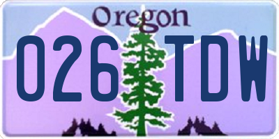 OR license plate 026TDW