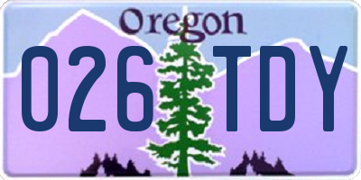 OR license plate 026TDY