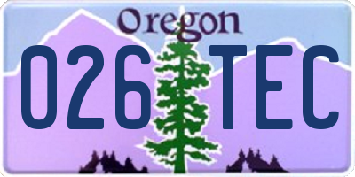 OR license plate 026TEC