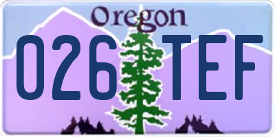 OR license plate 026TEF