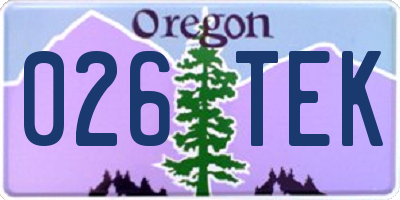 OR license plate 026TEK