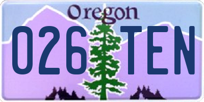 OR license plate 026TEN