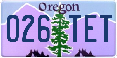 OR license plate 026TET