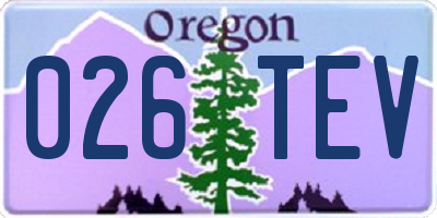 OR license plate 026TEV