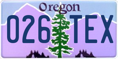 OR license plate 026TEX