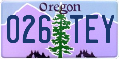 OR license plate 026TEY