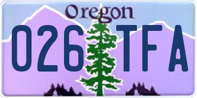 OR license plate 026TFA