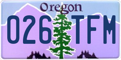 OR license plate 026TFM