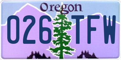 OR license plate 026TFW