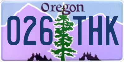 OR license plate 026THK
