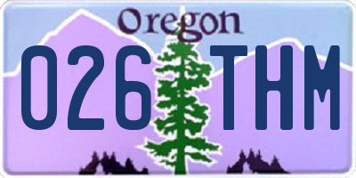 OR license plate 026THM
