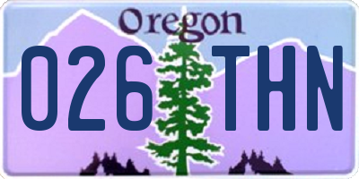 OR license plate 026THN