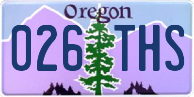OR license plate 026THS