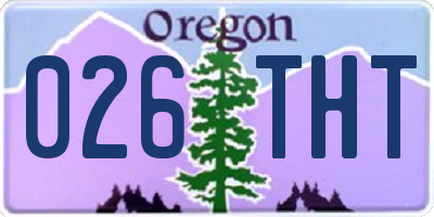 OR license plate 026THT