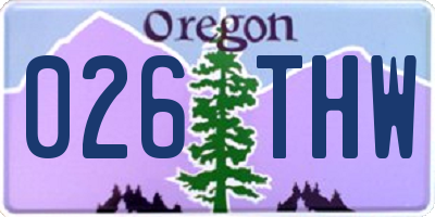 OR license plate 026THW