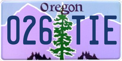 OR license plate 026TIE