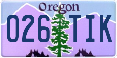 OR license plate 026TIK