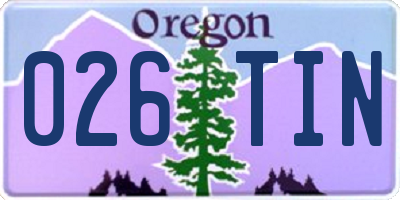 OR license plate 026TIN