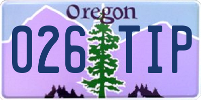 OR license plate 026TIP
