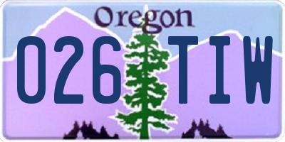 OR license plate 026TIW