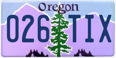 OR license plate 026TIX