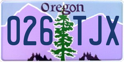 OR license plate 026TJX