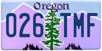 OR license plate 026TMF