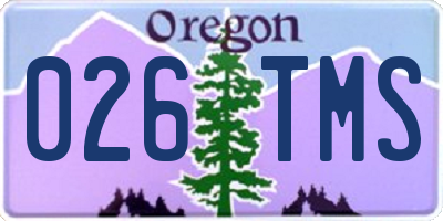 OR license plate 026TMS