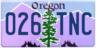 OR license plate 026TNC