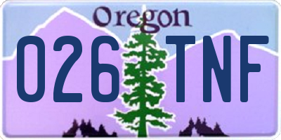 OR license plate 026TNF