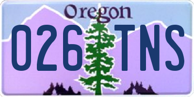 OR license plate 026TNS