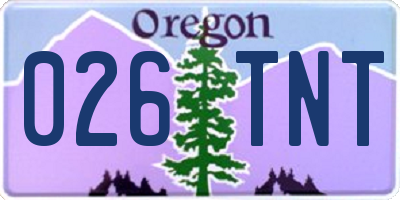 OR license plate 026TNT