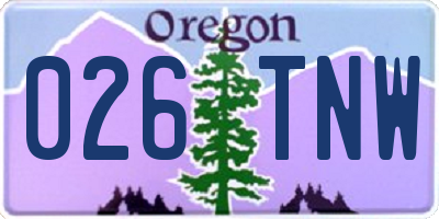 OR license plate 026TNW