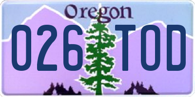 OR license plate 026TOD