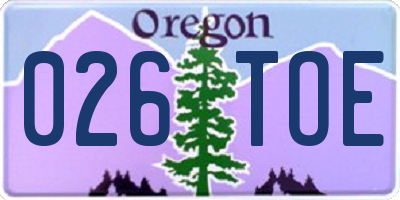 OR license plate 026TOE