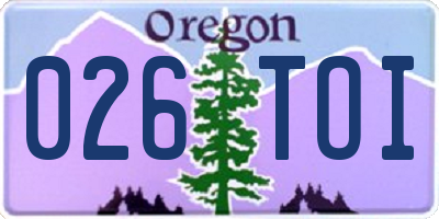 OR license plate 026TOI