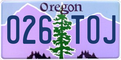 OR license plate 026TOJ