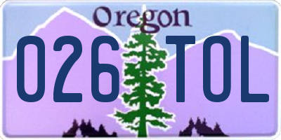 OR license plate 026TOL